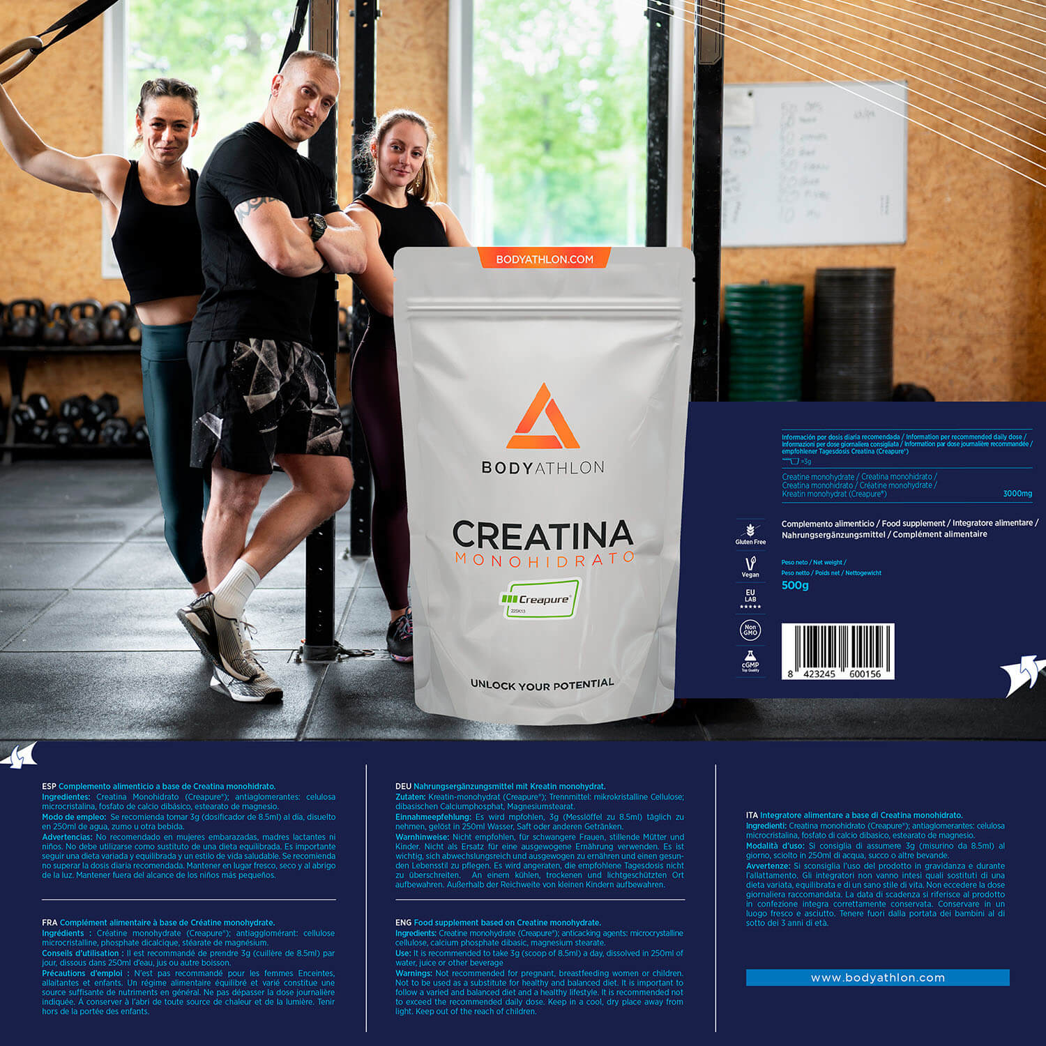 creatina creapure monohidrato en polvo bodyathlon